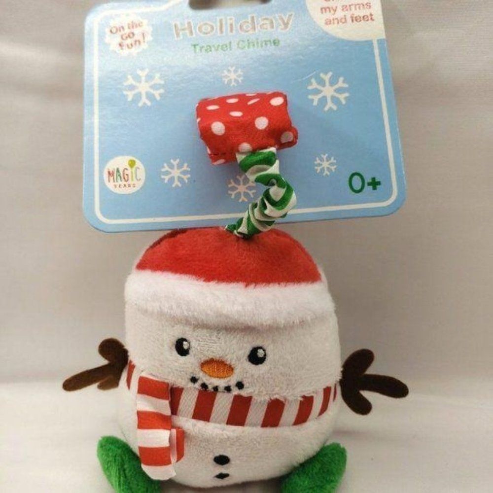 Magic Years Holiday Travel Chime Snowman Stroller Toy Crinkle Baby Plush NWT
